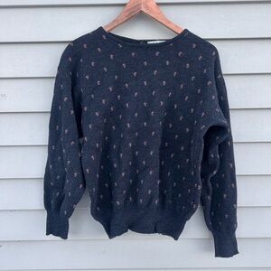 Vintage wool tiny paisley print crew neck sweater